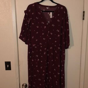 Maroon and Floral Dress